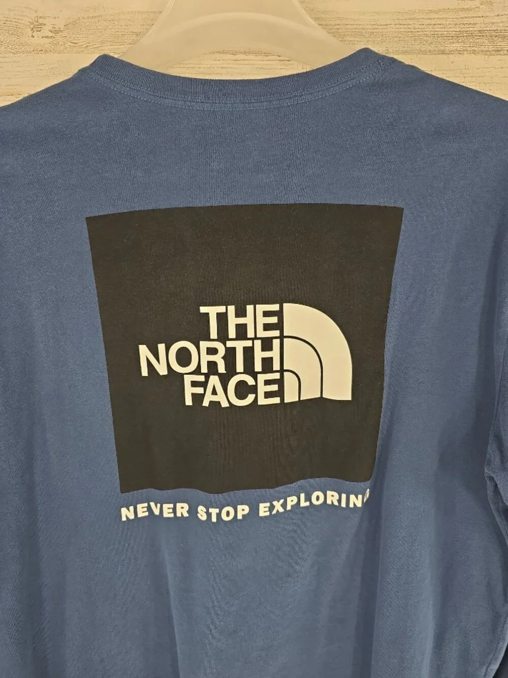 The North Face Blue long sleeve T-Shirt MEN'S SIZE LARGE COTTON -AS-IS- *STAINS*